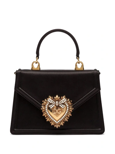 Dolce & Gabbana Black Small Satin Devotion Bag