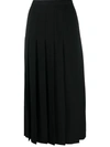 Valentino Logo Waistband Pleated Skirt In Black