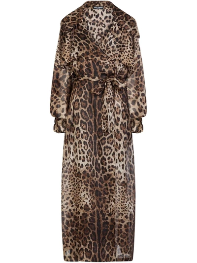 DOLCE & GABBANA LEOPARD-PRINT ORGANZA TRENCH COAT