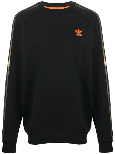Adidas Originals Logo Print Cotton Sweatshirt In Black