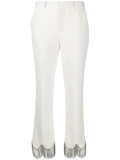 Area Crystal-embellished Crepe Straight-leg Pants In Ivory