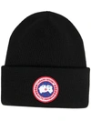 Canada Goose Arctic Disc Ribbed-knit Beanie In Black