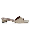 Staud Simone Croc-embossed Leather Mules In French Grey Croc