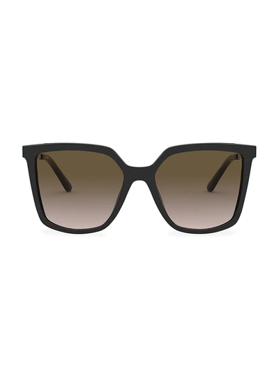 Tory Burch Women's Polarized Square Sunglasses, 55mm In Black/gray Gradient Polarized