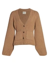 Khaite Scarlet Cashmere Cropped Cardigan In Camel