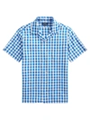 Polo Ralph Lauren Men's Short-sleeve Gingham Beach Poplin Camp Shirt In Blue