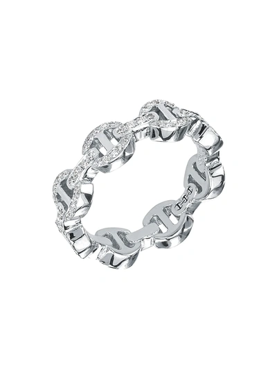 Hoorsenbuhs 18k White Gold Dame Tri-link Antiquated Ring With Diamonds