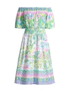 LILLY PULITZER WOMEN'S CAMILLE OFF-THE-SHOULDER FLORAL DRESS,0400012682092