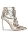 NICHOLAS KIRKWOOD WOMEN'S S METALLIC SNAKESKIN-EMBOSSED LEATHER ANKLE BOOTS,0400012569341