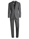 Corneliani Mens Light Grey Pin-dot Single-breasted Wool Suit 40