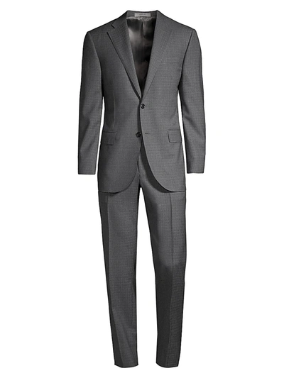 Corneliani Mens Light Grey Pin-dot Single-breasted Wool Suit 40