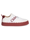 CHLOÉ WOMEN'S LAUREN LOGO-STRAP LEATHER SNEAKERS,0400012505230