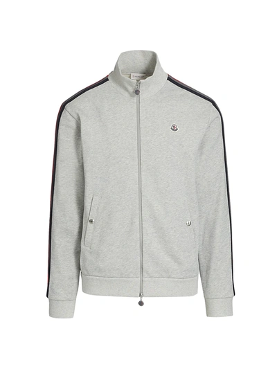 Moncler Striped Track Jacket In Heather Grey