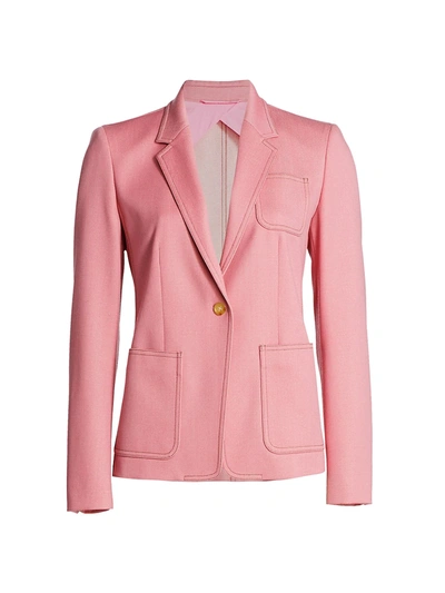 Max Mara Berlina Topstitch Wool Jacket In Pink