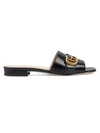 GUCCI WOMEN'S WOMEN'S LEATHER SLIDES WITH DOUBLE G,0400012690334