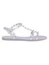 VALENTINO GARAVANI ROCKSTUD GLITTER PVC SANDALS,0400012252689