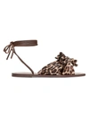 LOEFFLER RANDALL WOMEN'S PEONY ANKLE-WRAP KNOTTED LEOPARD-PRINT SANDALS,0400012426298