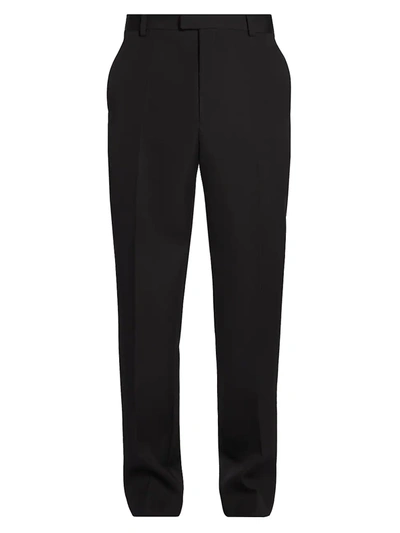 Bottega Veneta Buttoned-tab Wool Grain-de-poudre Trousers In Black