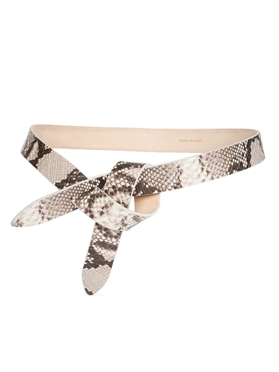 Isabel Marant 30mm Lecce Python Print Leather Belt In Animal