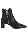 ALEXANDER WANG LANE SQUARE-TOE ZIP LEATHER ANKLE BOOTS,400012648023