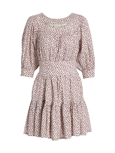 Anna Mason Poppy Ruffle-hem Mini Dress In Tiger Blossom Pink
