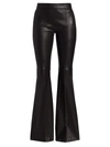 ROSETTA GETTY PULL-ON PINTUCK LEATHER FLARE PANTS,400012479082
