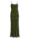 MARINA MOSCONE BURNOUT VELVET SLIP DRESS,400012678242
