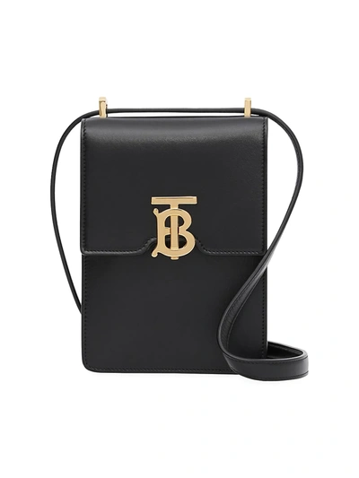 Burberry Valencia Tb Leather Crossbody Pouch In Black/gold