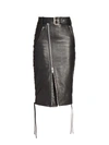 BALENCIAGA WOMEN'S BIKER LEATHER-FRONT SKIRT,0400012684865