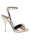 SAINT LAURENT WOMEN'S TOT METALLIC SNAKESKIN SANDALS,0400012794308