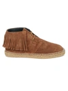 Saint Laurent Women's Fringe Suede Lace-up Espadrilles In Land