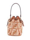 FENDI WOMEN'S MINI MON TRESOR FF RAFFIA BUCKET BAG,0400012624819