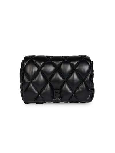 Balenciaga Large Touch Diamond Quilted Leather Clutch In Black