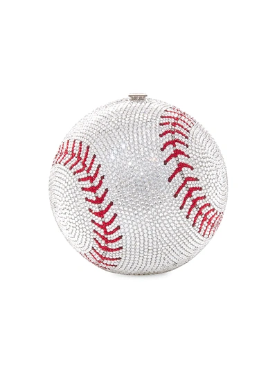 Judith Leiber Sphere Baseball Clutch Bag In Red/silver