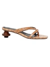 SOULIERS MARTINEZ WOMEN'S VERANO CROC-EMBOSSED LEATHER THONG SANDALS,0400012560682