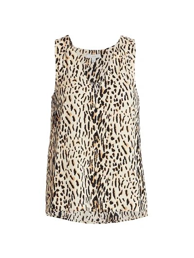 Joie Tadita Leopard-print Twill Top In Ecru