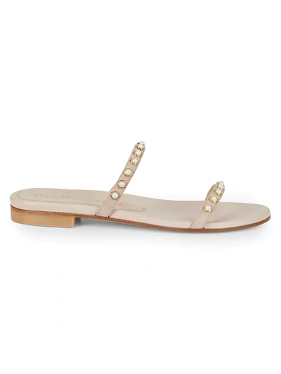 Stuart Weitzman Women's Ameliese Faux Pearl-embellished Leather Slides In Dolce
