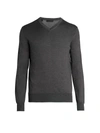 SAKS FIFTH AVENUE MEN'S COLLECTION CHARLOTTE YARN V-NECK SWEATER - CHARCOAL - SIZE XXXL,0400012330026