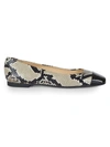 JIMMY CHOO WOMEN'S GLORIS SQUARE-TOE SNAKESKIN-EMBOSSED LEATHER BALLET FLATS,0400012436764