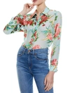 ALICE AND OLIVIA WILLA FLORAL SILK BLOUSE,400012901594