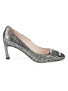 ROGER VIVIER WOMEN'S BELLE VIVIER TROMPETTE METALLIC LEATHER PUMPS,0400012940302