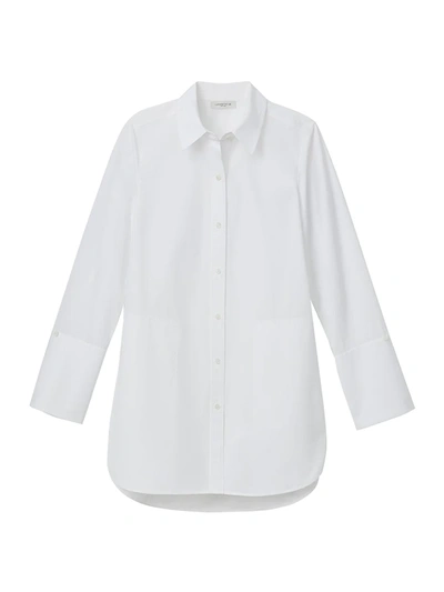 Lafayette 148 Wilkes Italian Sculpted Cotton Shirt In White