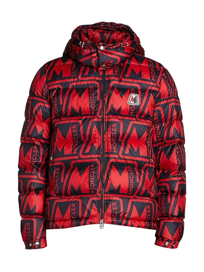 Moncler Men's Frioland Logo-print Down Puffer Jacket In Red