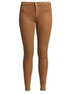 L Agence Marguerite Coated Cotton Denim High-rise Skinny Jeans In Nutmeg