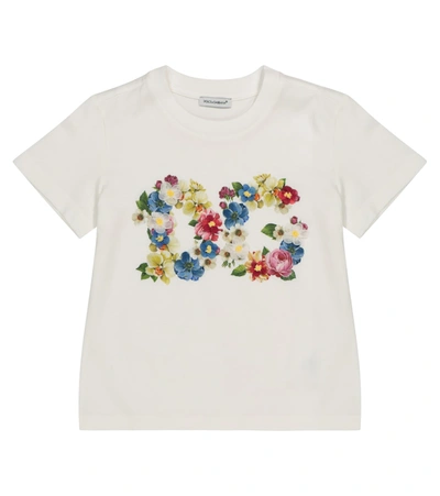 Dolce & Gabbana Kids' Embellished Cotton-jersey T-shirt In White
