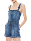 Alice And Olivia Gorgeous Faded Denim Playsuit In Dark Blue5