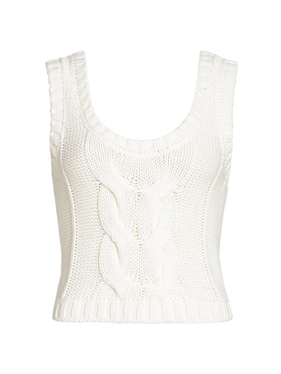 Staud Kind Cable-knit Cropped Top In White