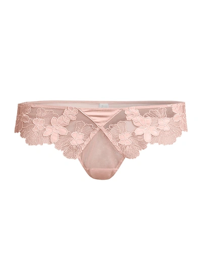 Fleur Du Mal Metallic Foil Thong In Vintage Blush