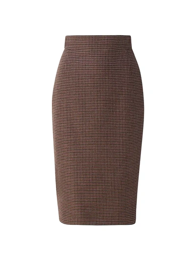 Akris Cashmere Check Pencil Skirt In Camel Plum