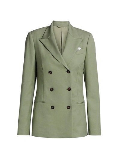 Brunello Cucinelli Women's Double Breasted Virgin Wool Blazer Jacket In Sage